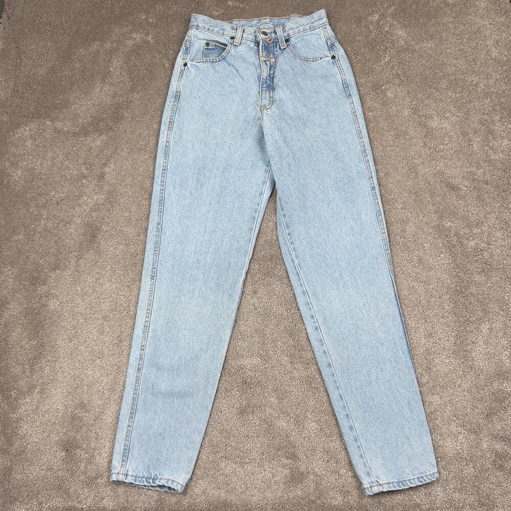 Zena High Rise Mom Jeans Size 7 Light Wash Blue Tapered Leg Vtg 80s 90s Denim